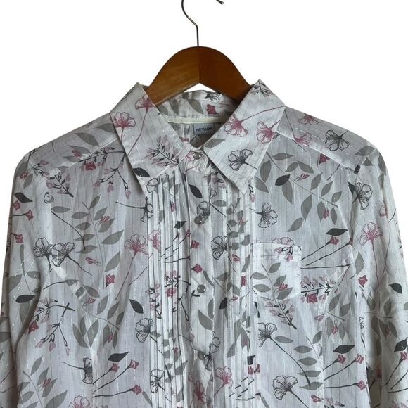 Nevada floral 100% cotton button down blouse - Picture 2 of 8